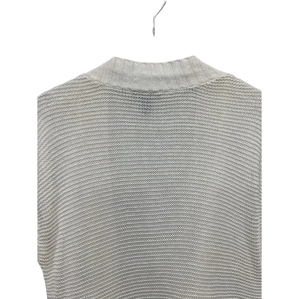 Vtg Lauren Jeans Co RL Open‎ Knit Linen Blend Cardigan Vest Size L Ivory